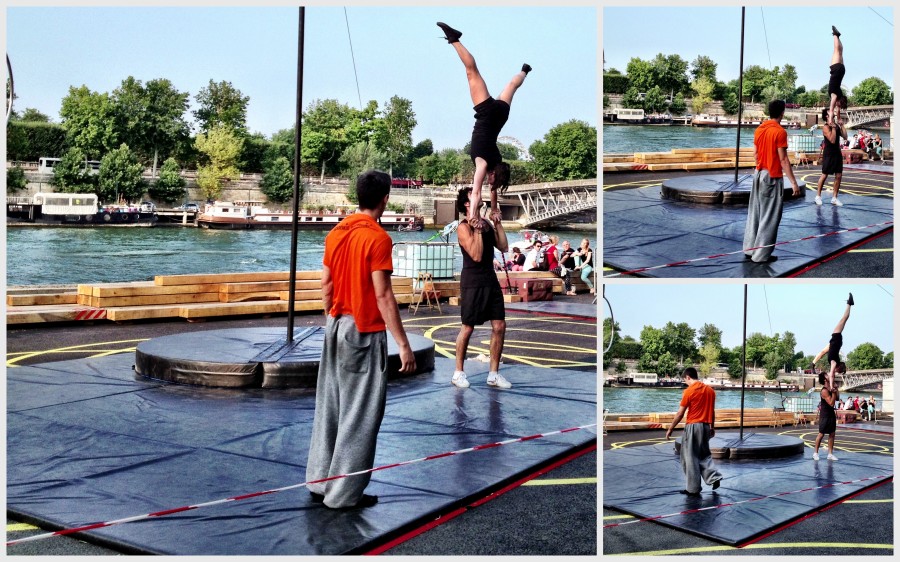 Académie Fratellini’ School of Circus Arts practicing by the river